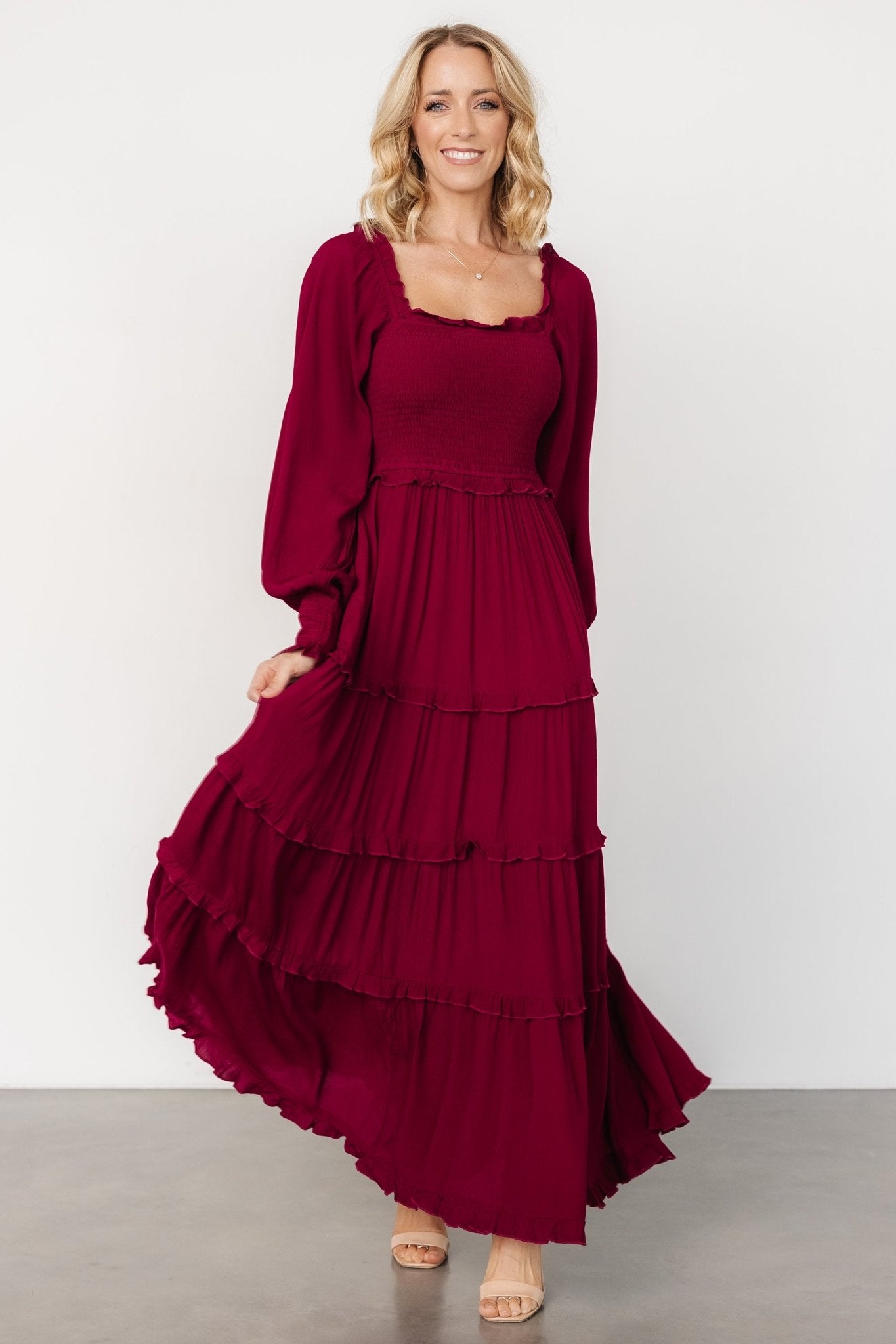 Lana Smocked Maxi Dress | Merlot - Baltic Born