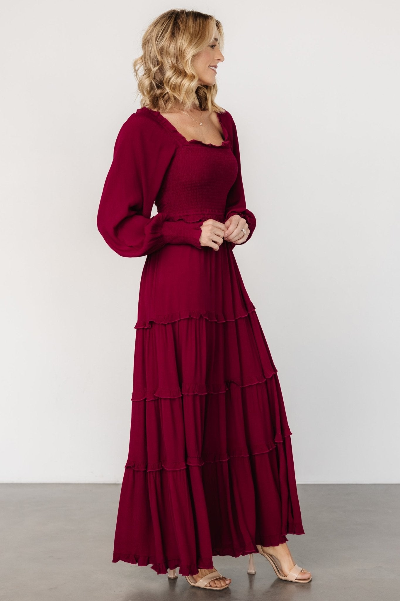 Lana Smocked Maxi Dress | Merlot - Baltic Born