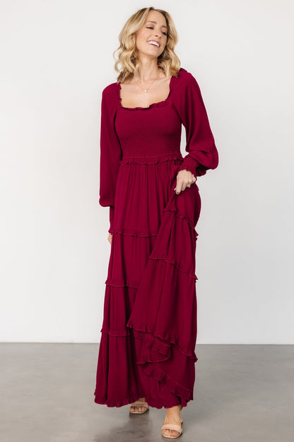 Lana Smocked Maxi Dress | Merlot - Baltic Born