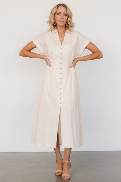 Larah Button Dress | Natural - Baltic Born