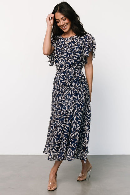 Laurel Midi Dress | Blue + Gray Floral - Baltic Born