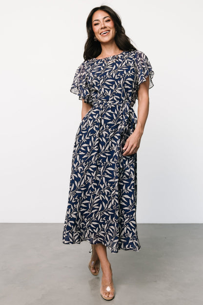 Laurel Midi Dress | Blue + Gray Floral - Baltic Born