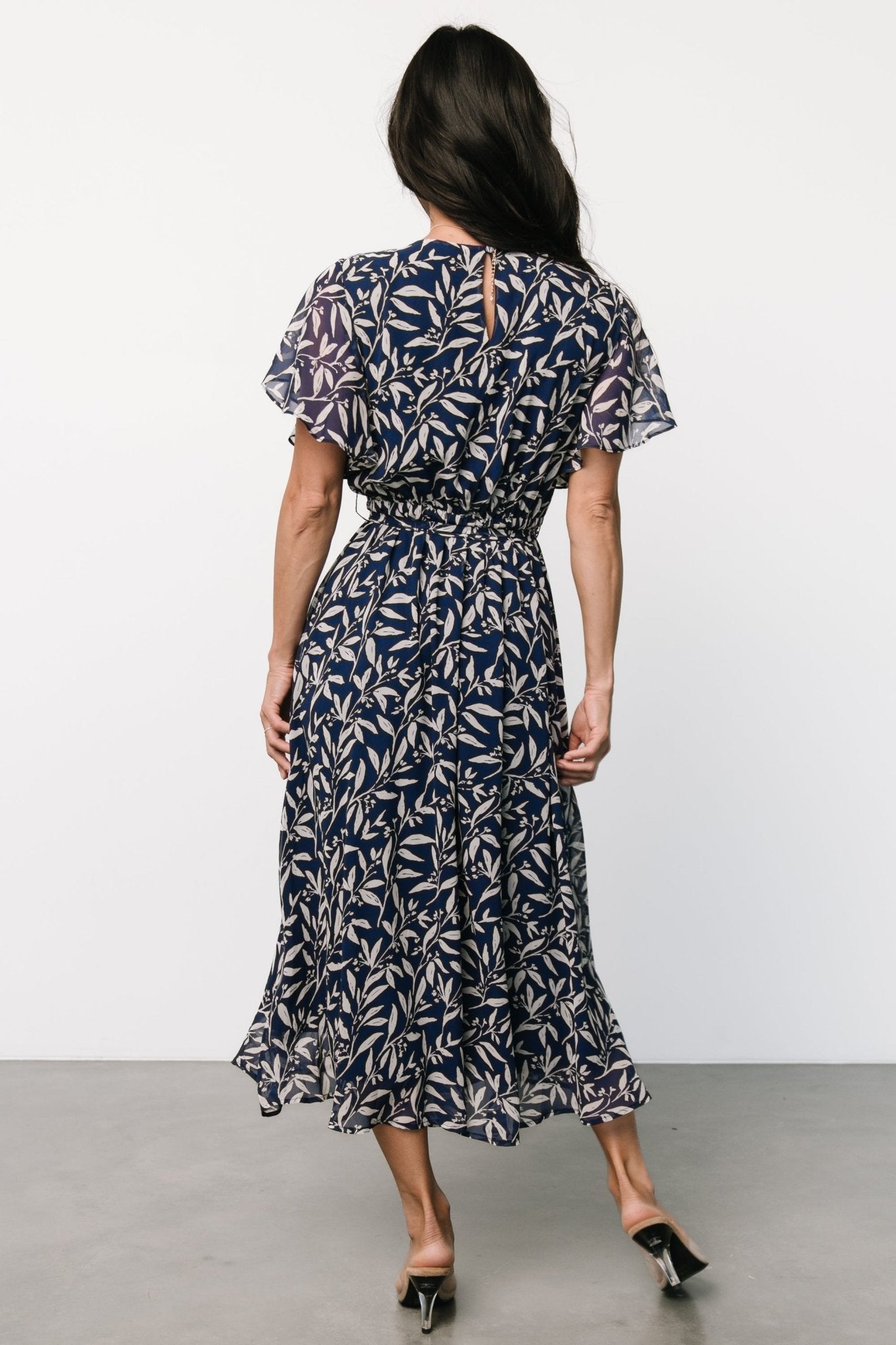 Laurel Midi Dress | Blue + Gray Floral - Baltic Born