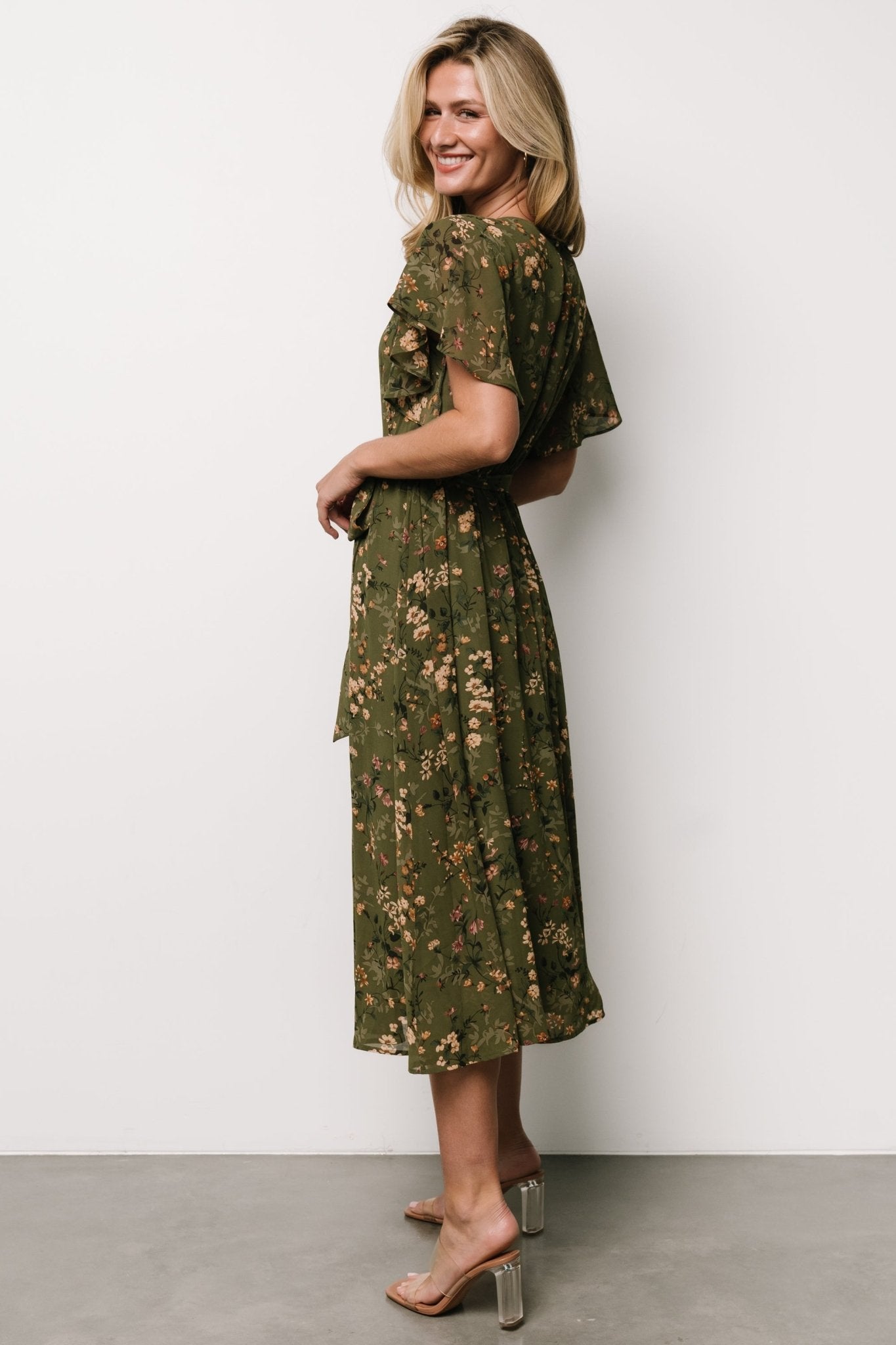 Laurel Midi Dress | Olive Floral - Baltic Born