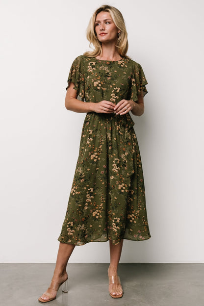 Laurel Midi Dress | Olive Floral - Baltic Born