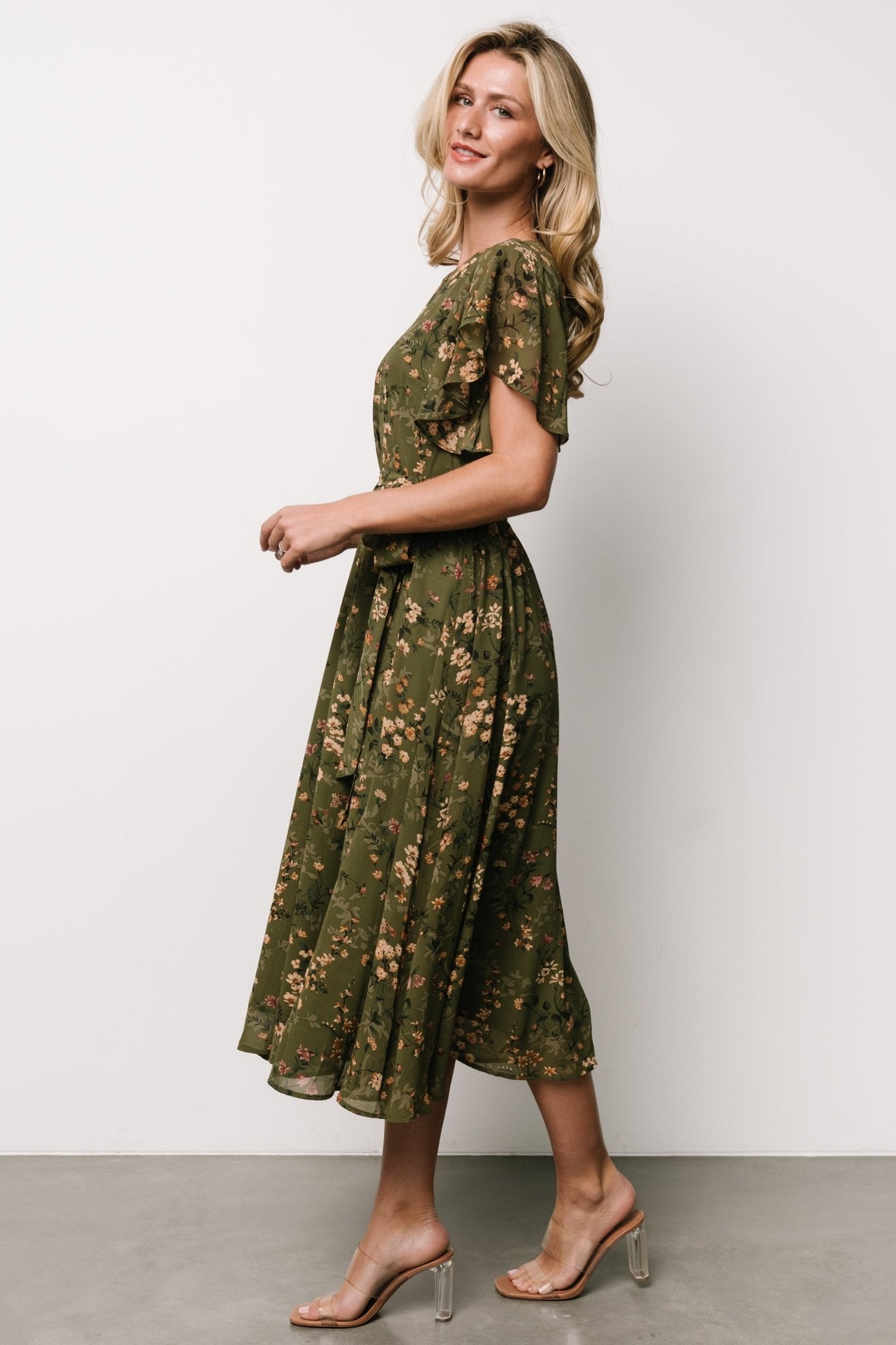 Laurel Midi Dress | Olive Floral - Baltic Born