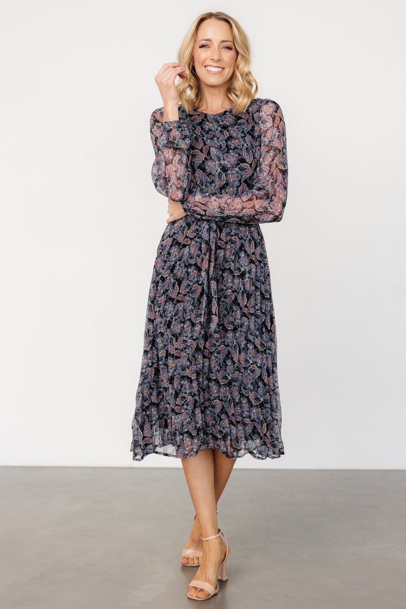 Laurie Midi Dress | Black Print - Baltic Born