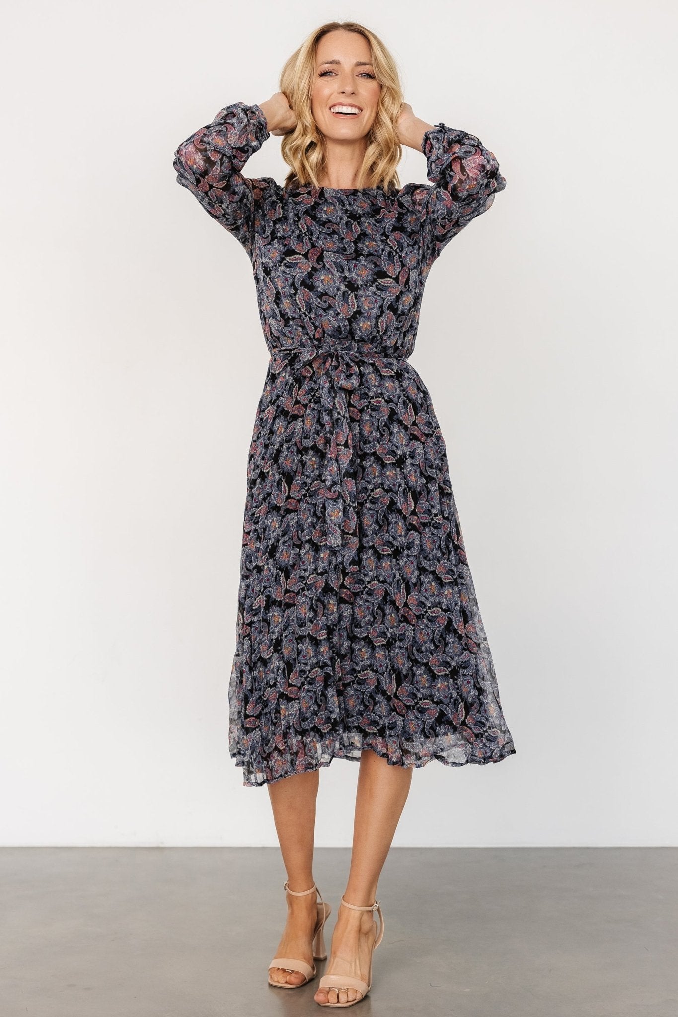 Laurie Midi Dress | Black Print - Baltic Born