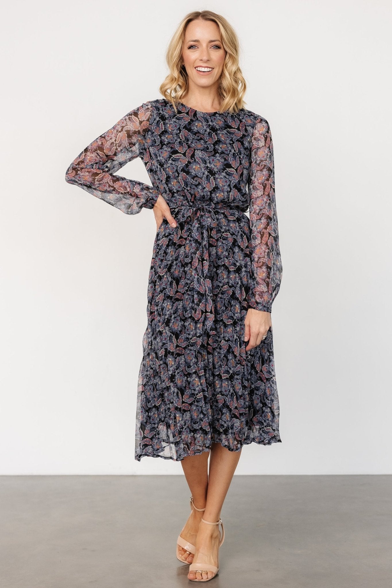 Laurie Midi Dress | Black Print - Baltic Born