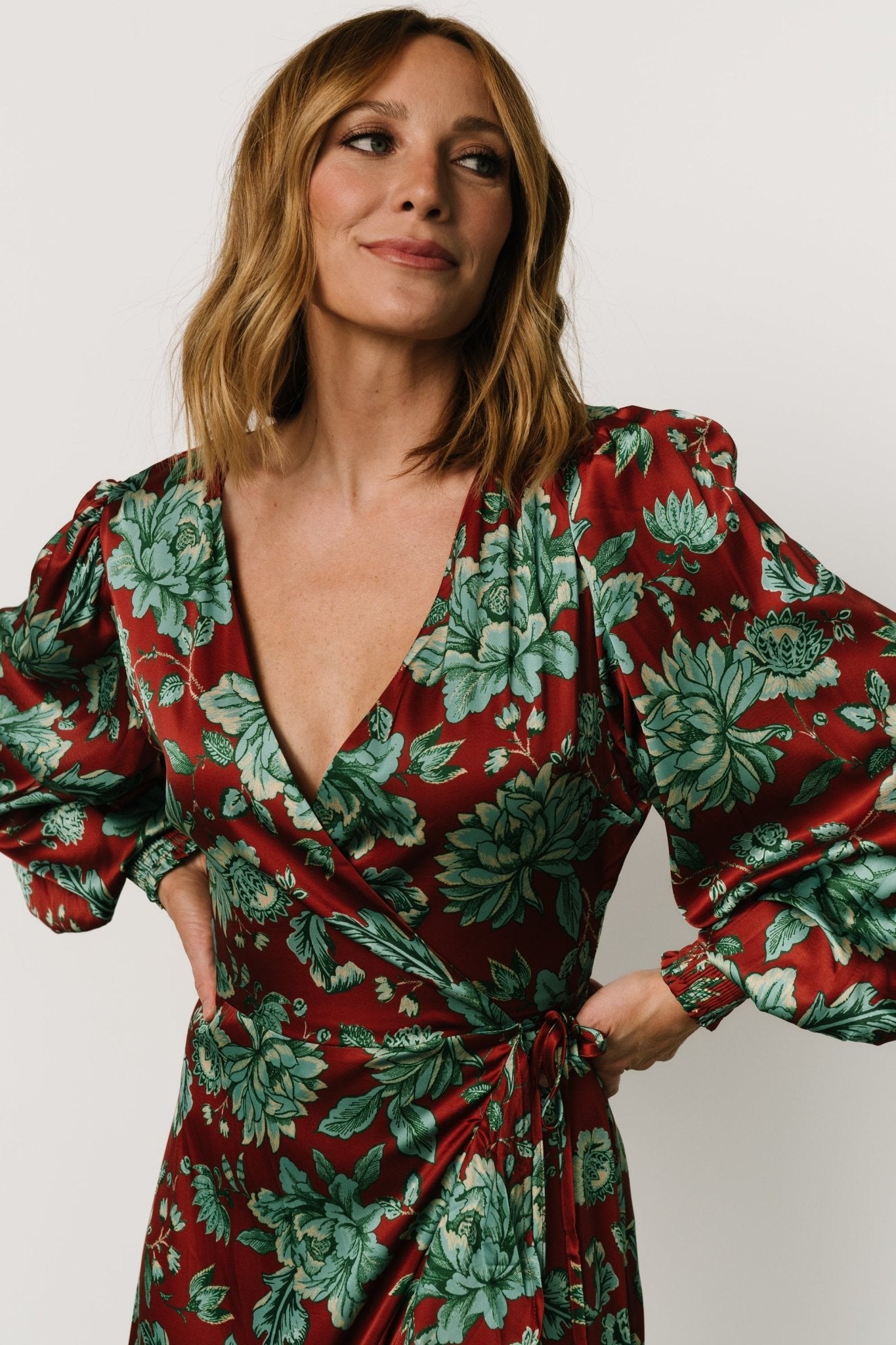 Baltic Born Womens Lavinia Ruffle Maxi Dress | Rust + Green Floral | Size: Small Baltic Born Womens Lavinia Ruffle Maxi Dress | Rust + Green Floral | Size: Small