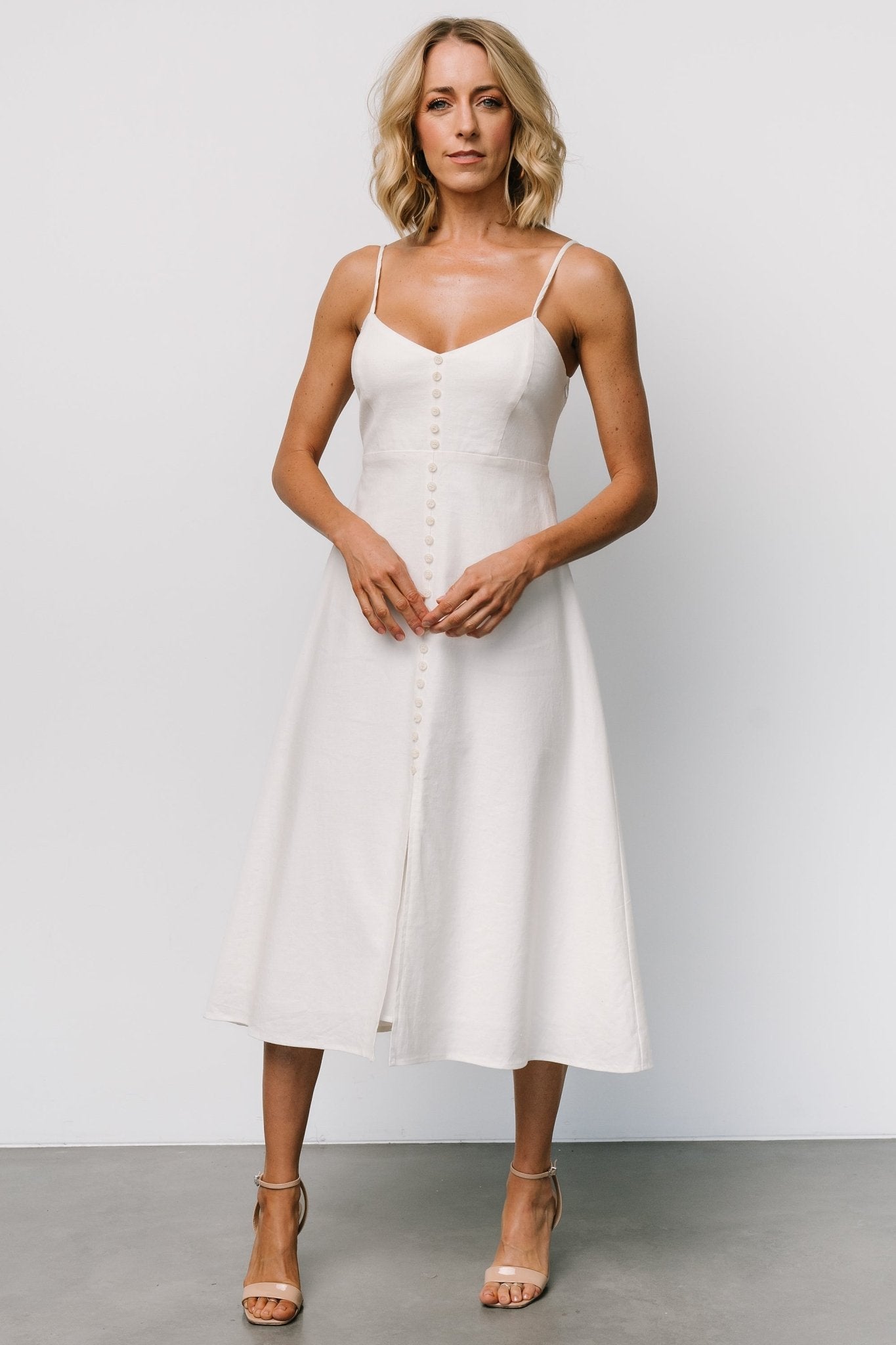 Laya Button Front Dress | Ivory - Baltic Born