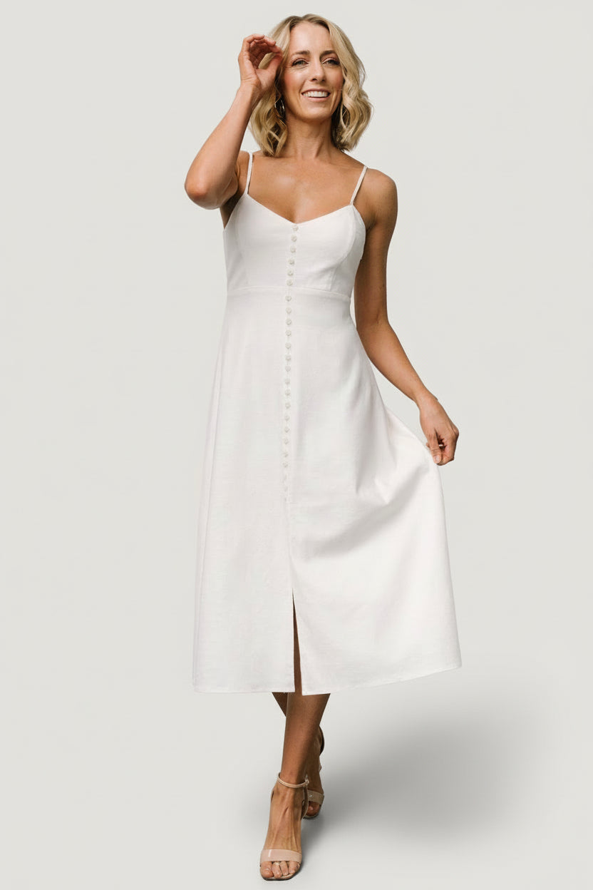 Baltic Born Womens Laya Button Front Dress | Ivory