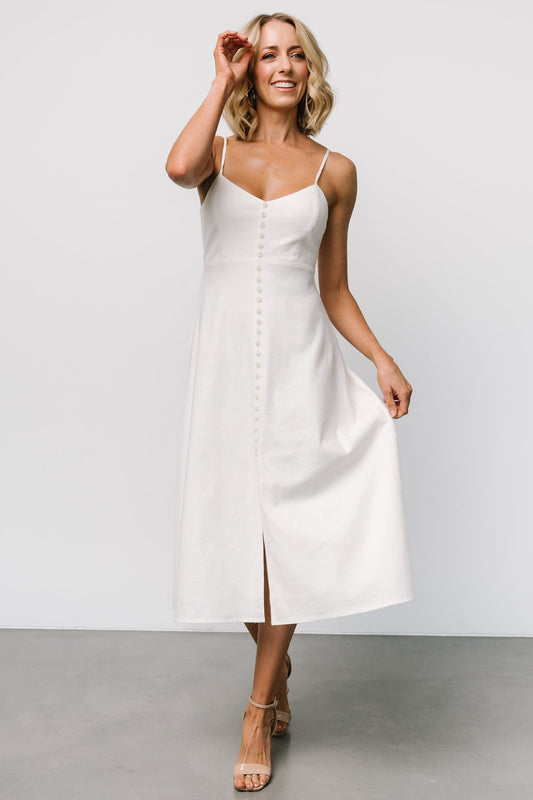 Laya Button Front Dress | Ivory - Baltic Born