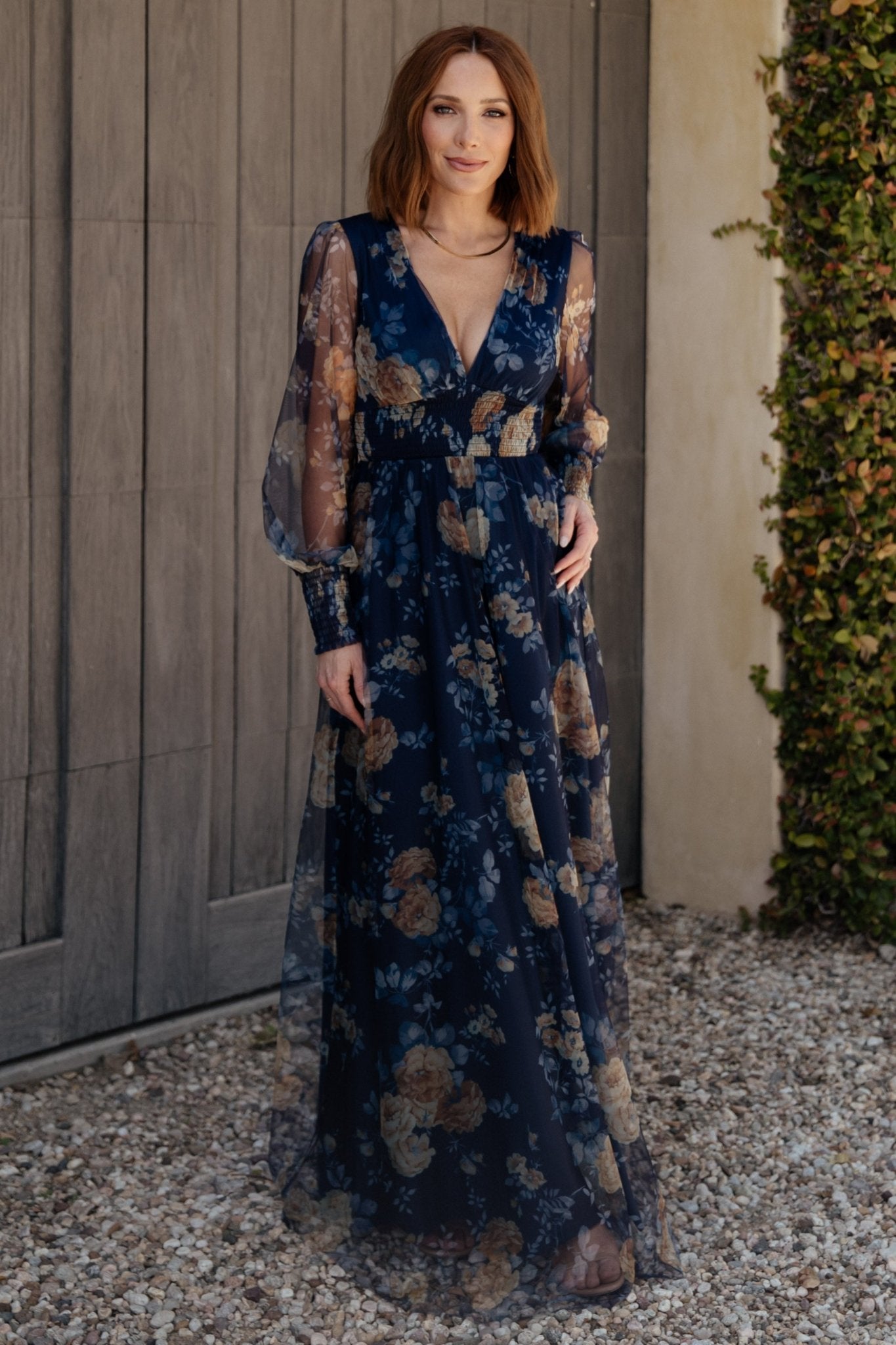 Layla Tulle Maxi Dress | Blue + Golden Floral - Baltic Born