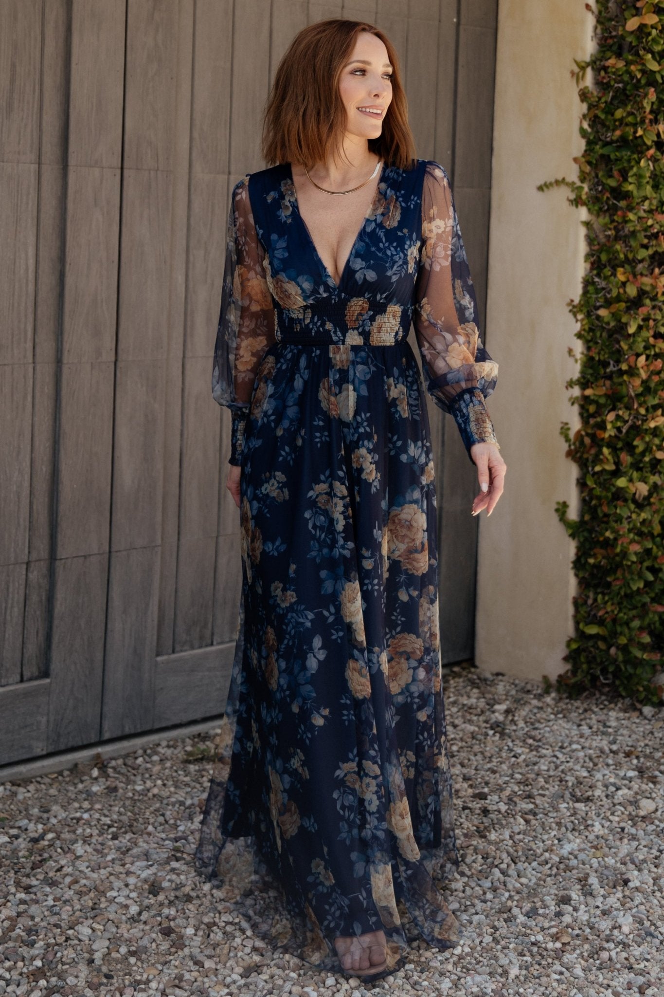 Layla Tulle Maxi Dress | Blue + Golden Floral - Baltic Born