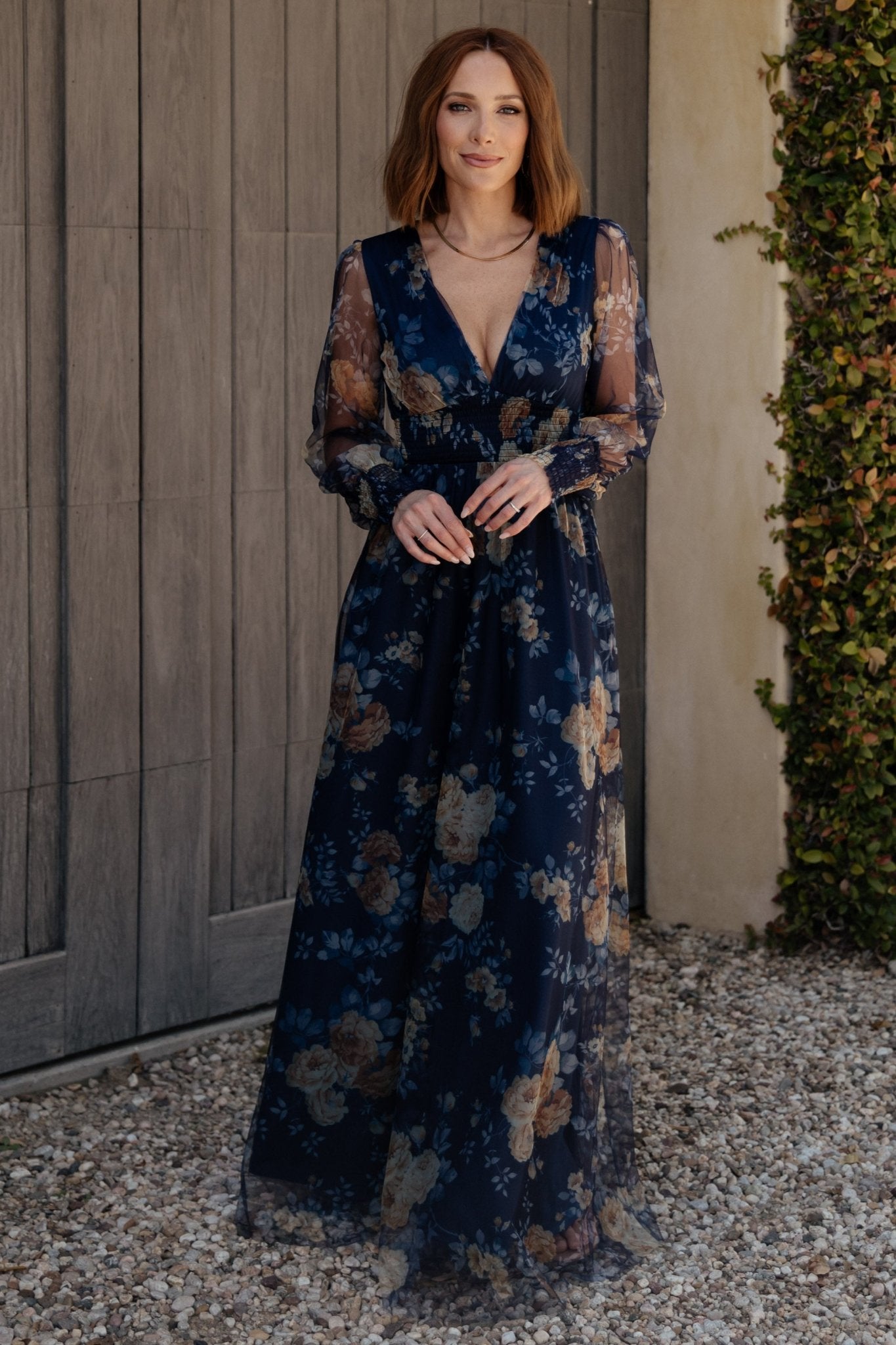 Layla Tulle Maxi Dress | Blue + Golden Floral - Baltic Born