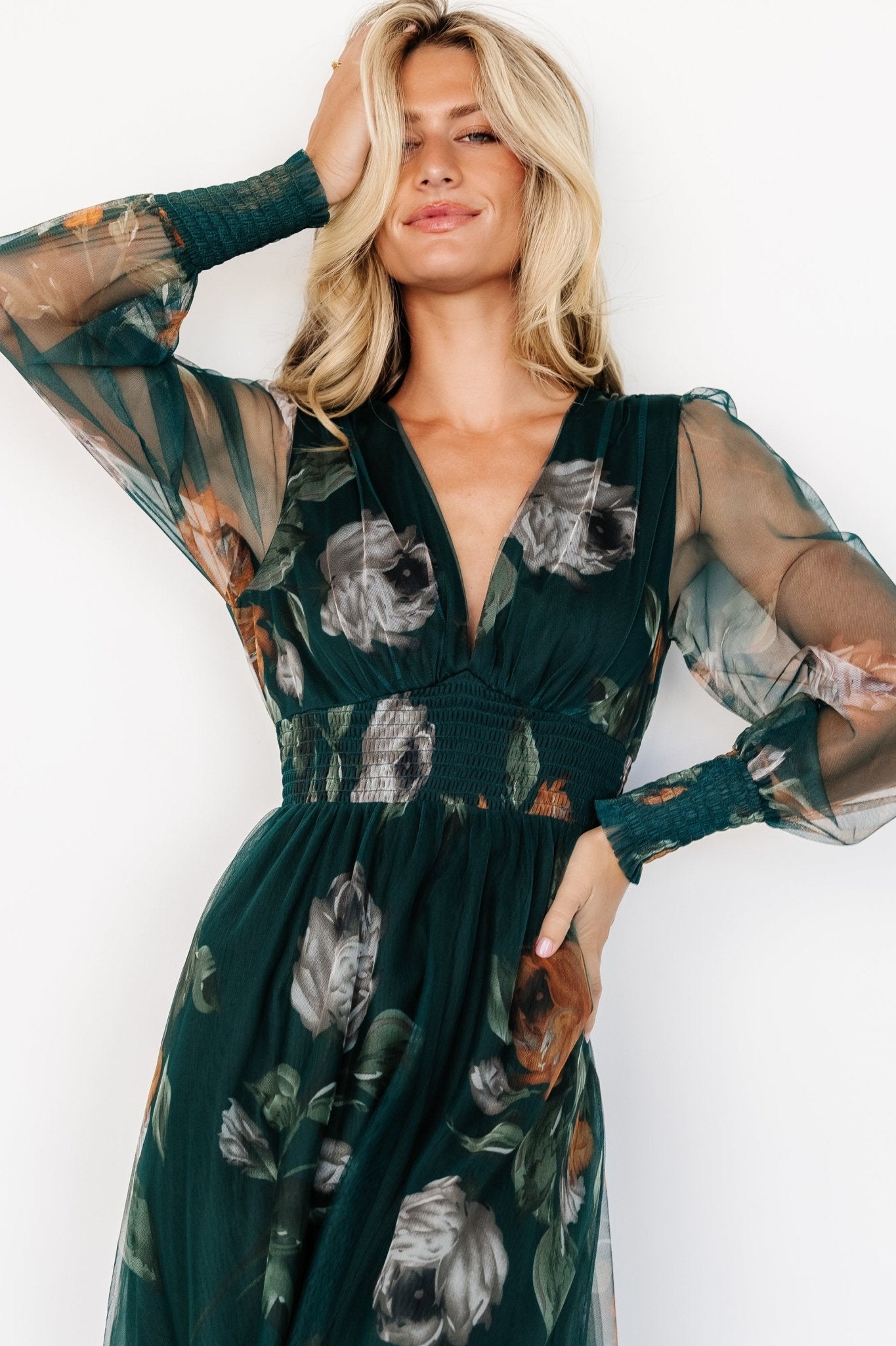 Layla Tulle Maxi Dress | Deep Topaz Floral Layla Tulle Maxi Dress | Deep Topaz Floral