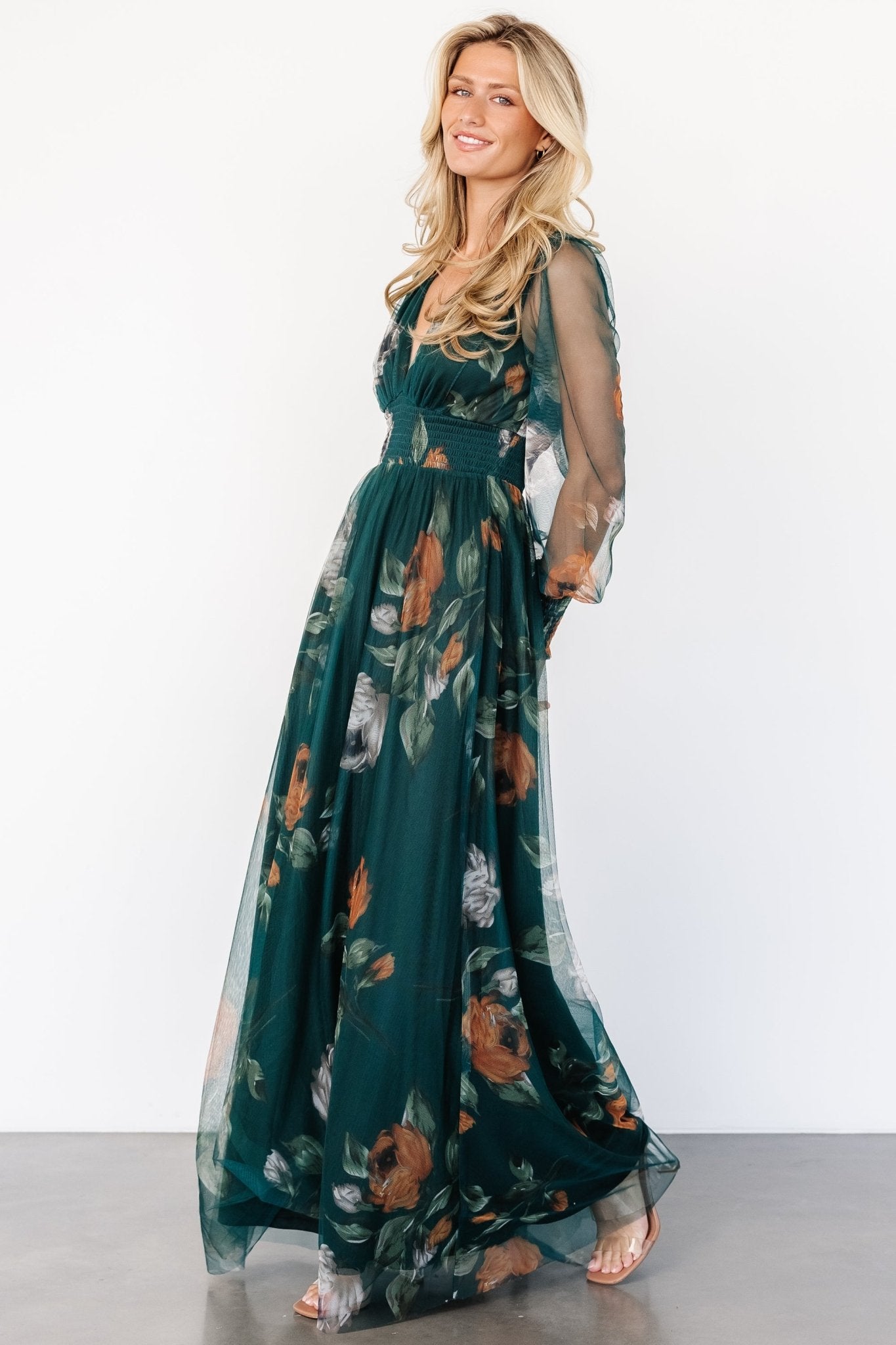 Layla Tulle Maxi Dress | Deep Topaz Floral - Baltic Born