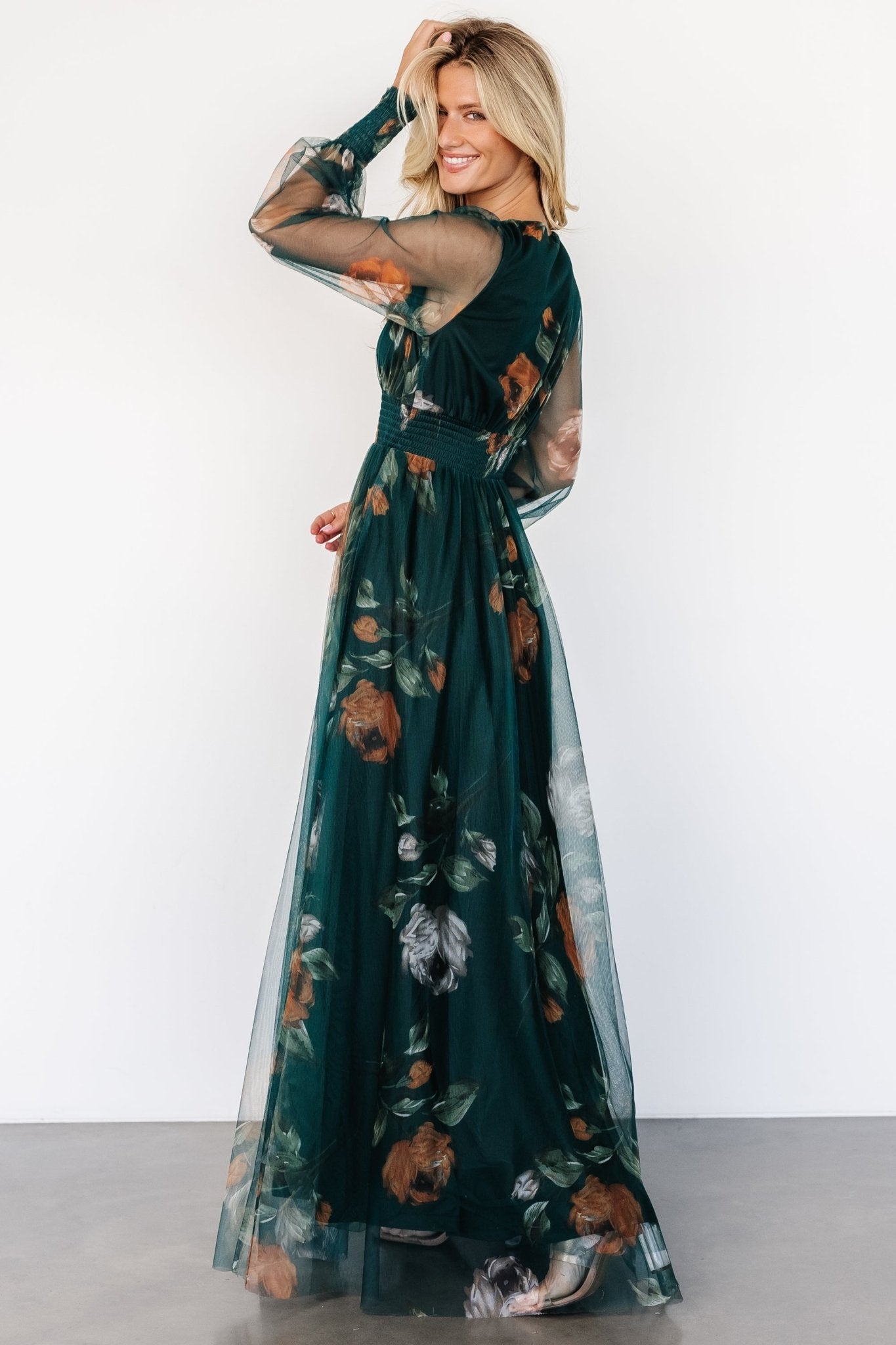 Layla Tulle Maxi Dress | Deep Topaz Floral - Baltic Born