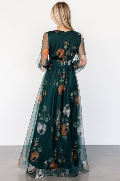 Layla Tulle Maxi Dress | Deep Topaz Floral - Baltic Born