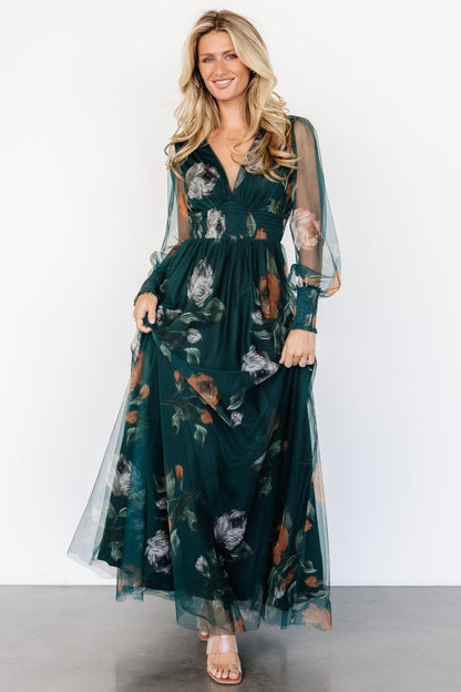 Layla Tulle Maxi Dress | Deep Topaz Floral - Baltic Born