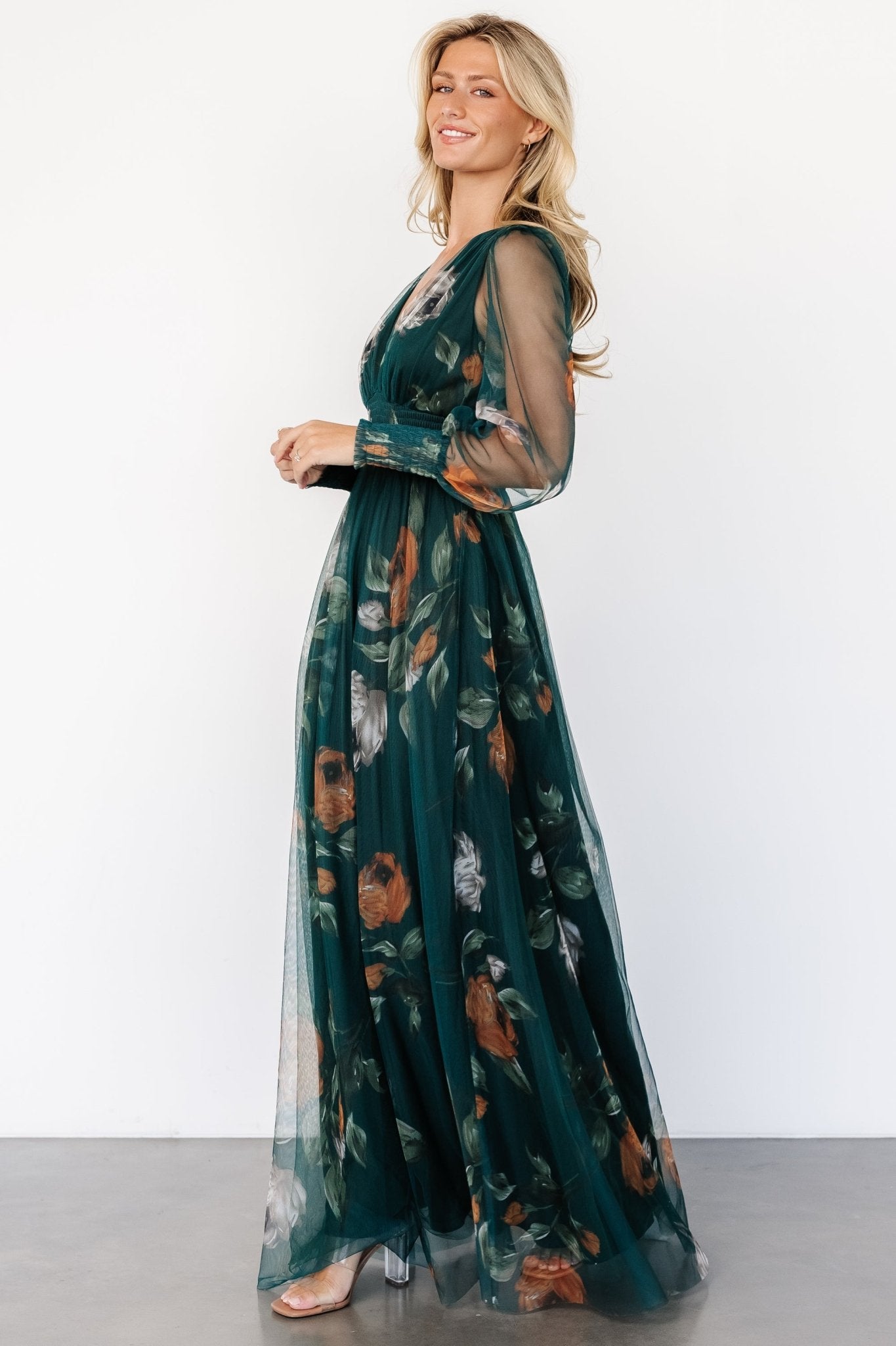 Layla Tulle Maxi Dress | Deep Topaz Floral - Baltic Born