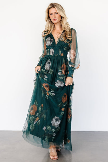 Layla Tulle Maxi Dress | Deep Topaz Floral - Baltic Born