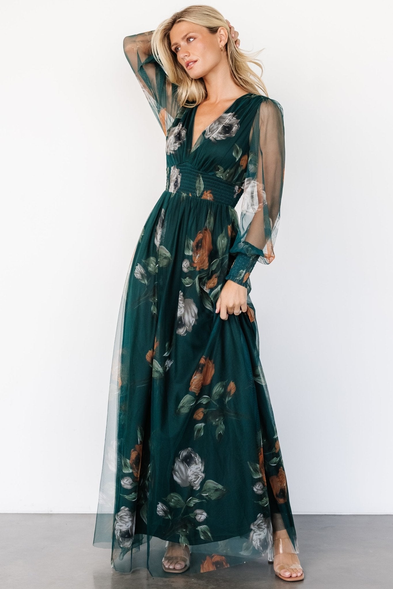 Layla Tulle Maxi Dress | Deep Topaz Floral - Baltic Born