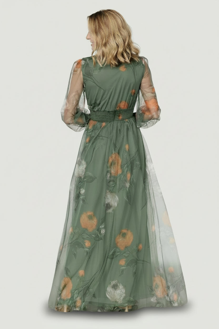 Baltic Born Womens Layla Tulle Maxi Dress | Dusty Olive Floral | Size: 3XL Baltic Born Womens Layla Tulle Maxi Dress | Dusty Olive Floral | Size: 3XL