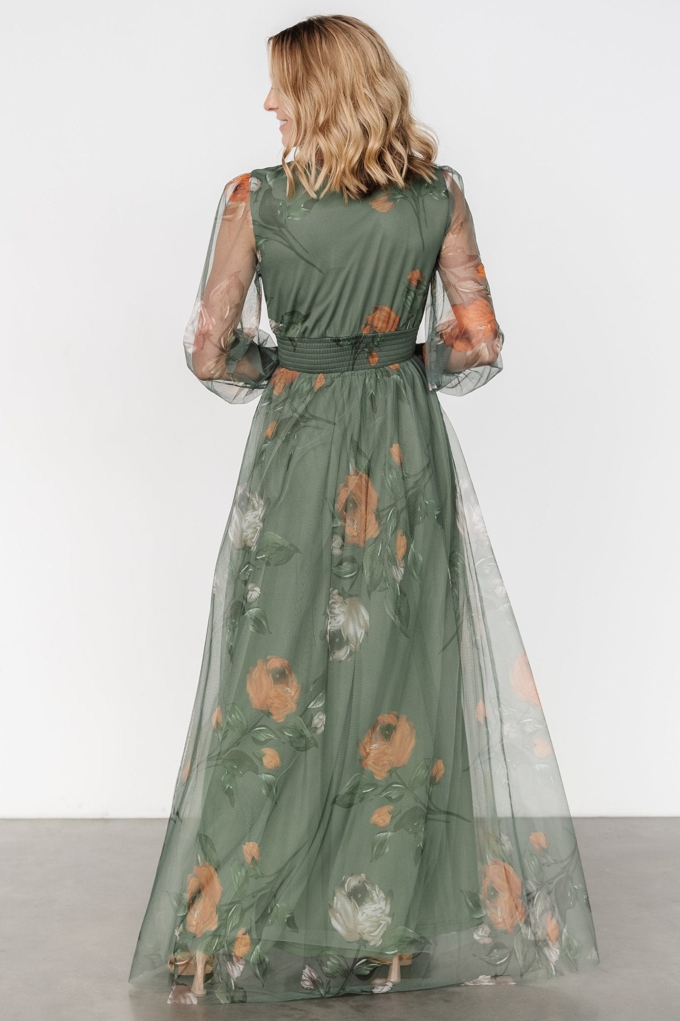 Layla Tulle Maxi Dress | Dusty Olive Floral - Baltic Born