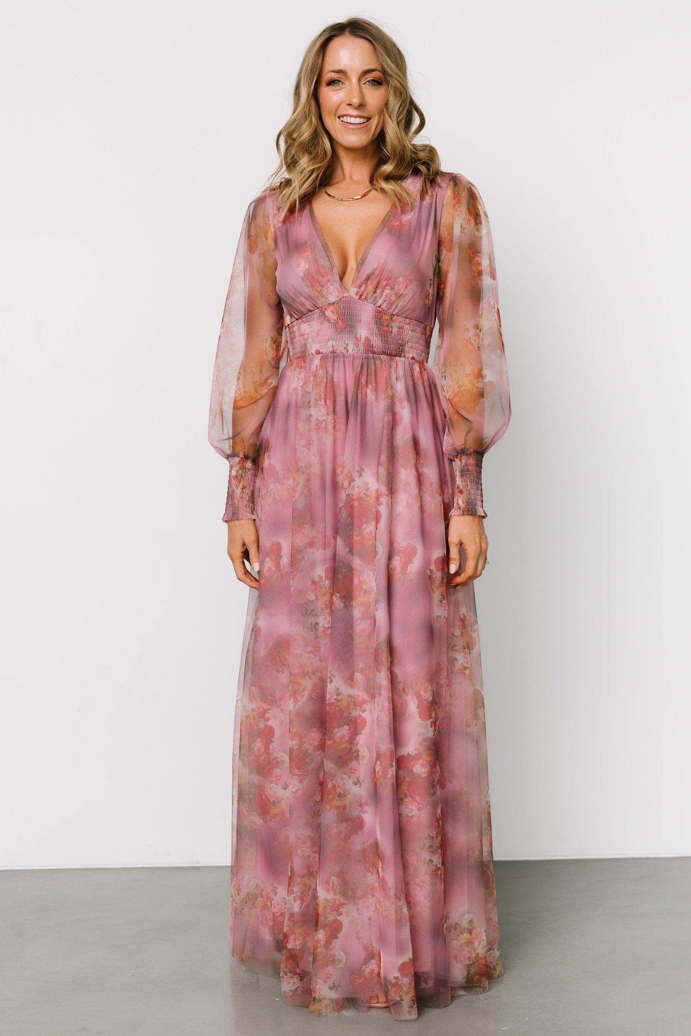 Layla Tulle Maxi Dress | Dusty Orchid Floral - Baltic Born