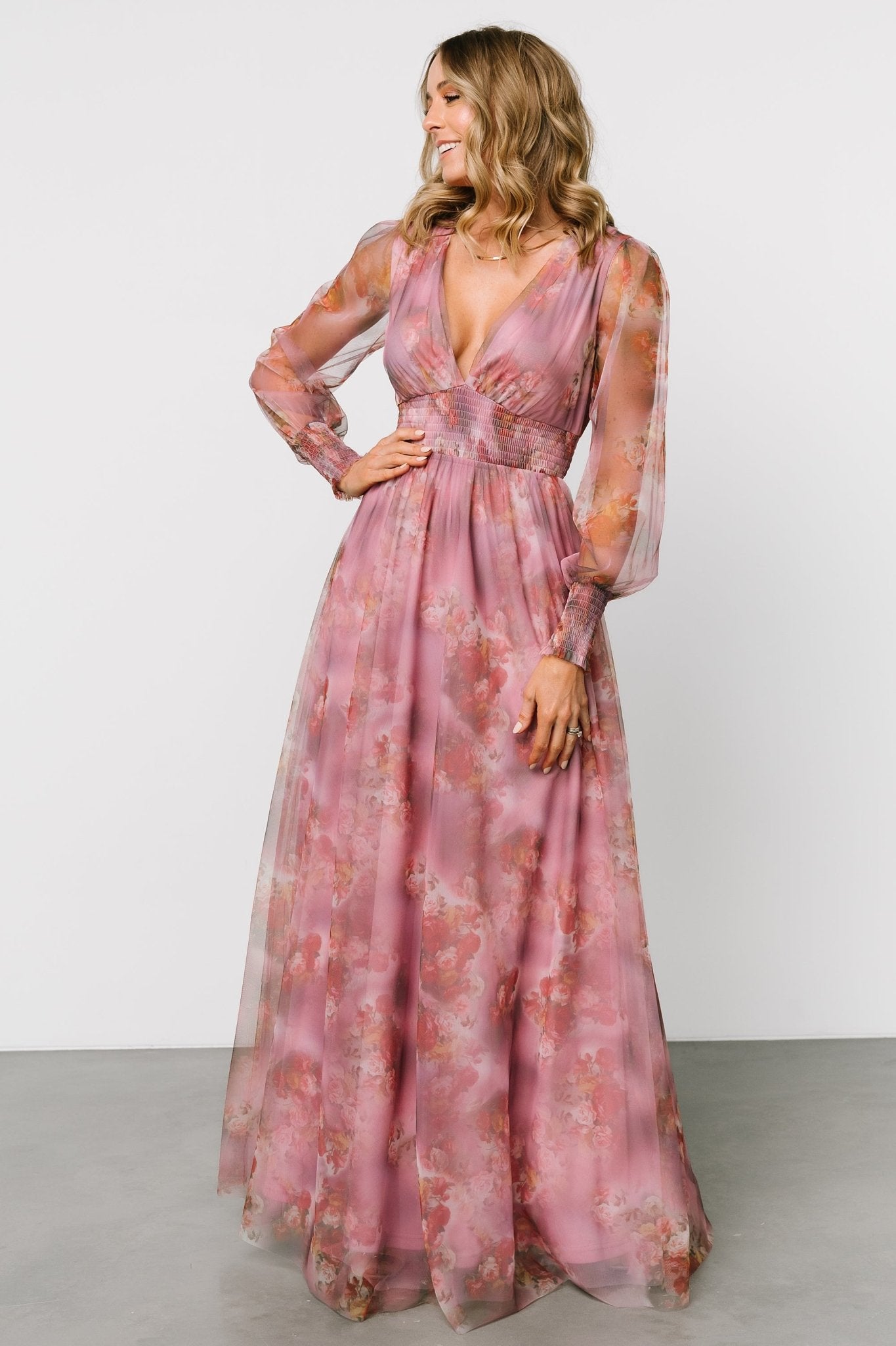 Layla Tulle Maxi Dress | Dusty Orchid Floral - Baltic Born