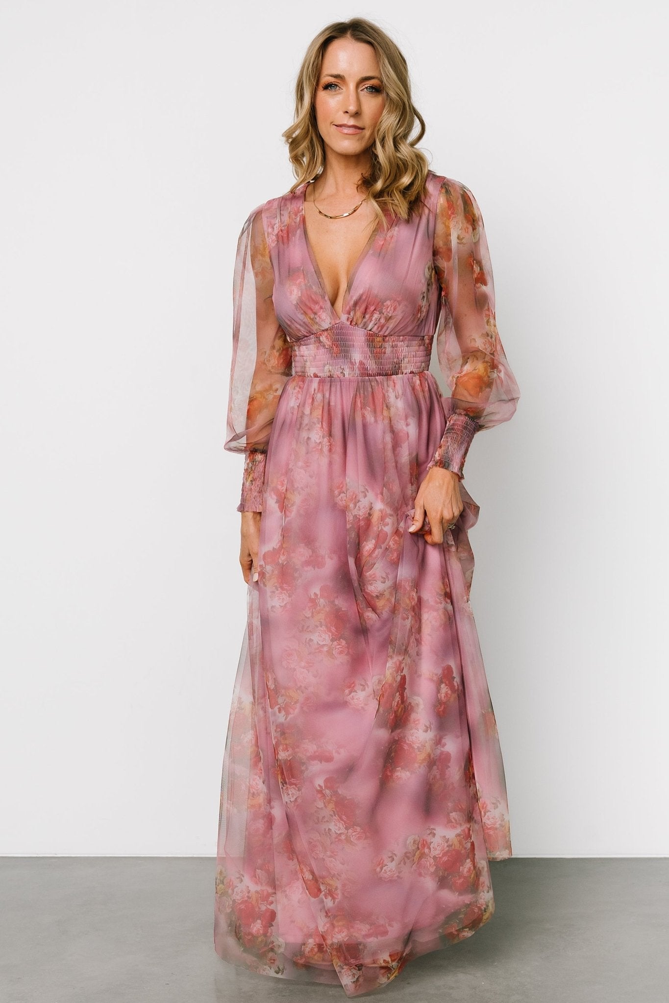 Layla Tulle Maxi Dress | Dusty Orchid Floral - Baltic Born