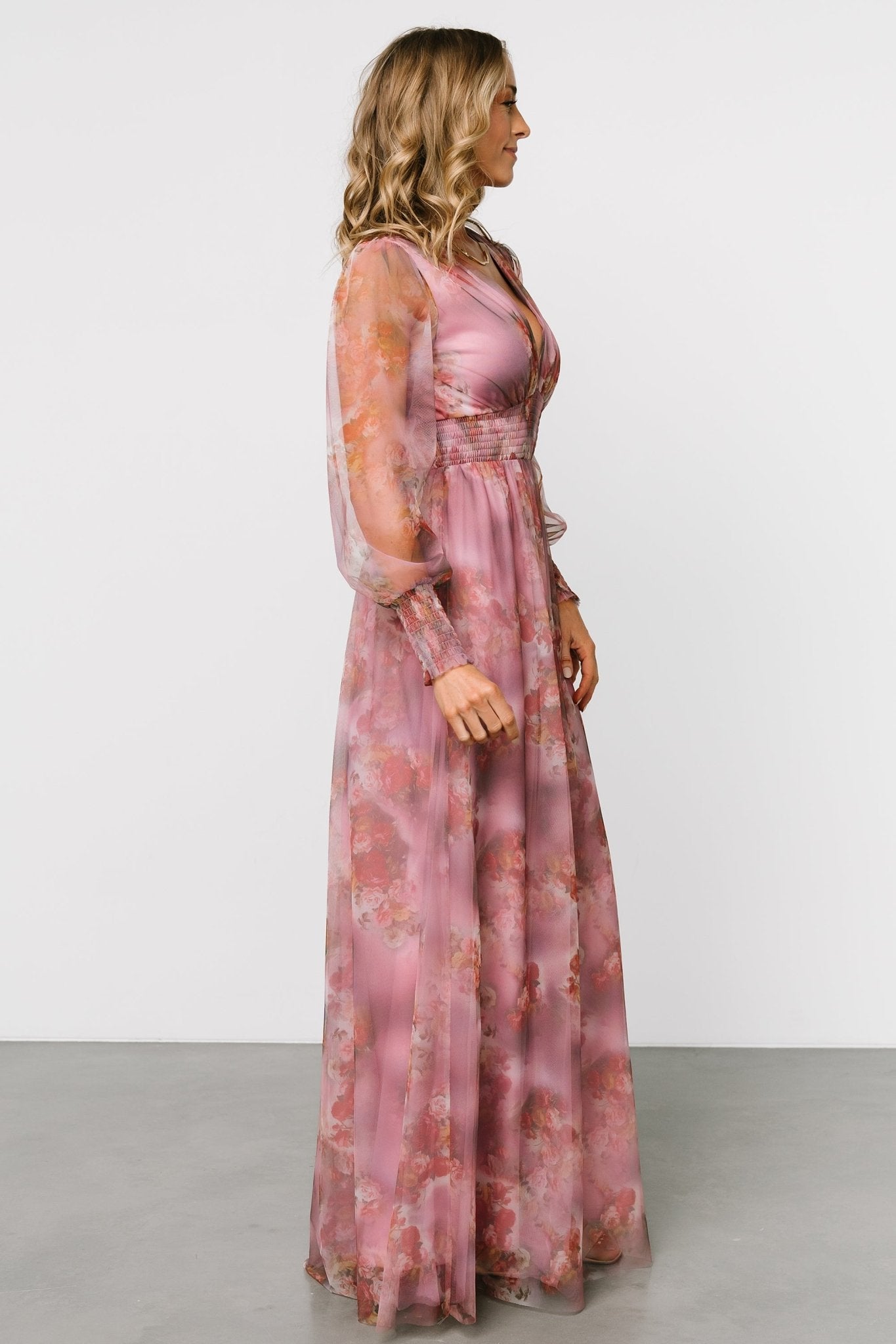 Layla Tulle Maxi Dress | Dusty Orchid Floral - Baltic Born