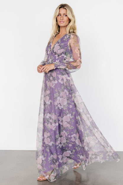 Layla Tulle Maxi Dress | Lavender + Blush Floral - Baltic Born