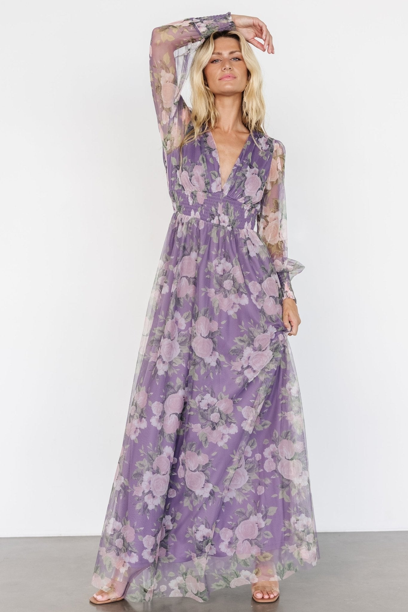 Layla Tulle Maxi Dress | Lavender + Blush Floral - Baltic Born