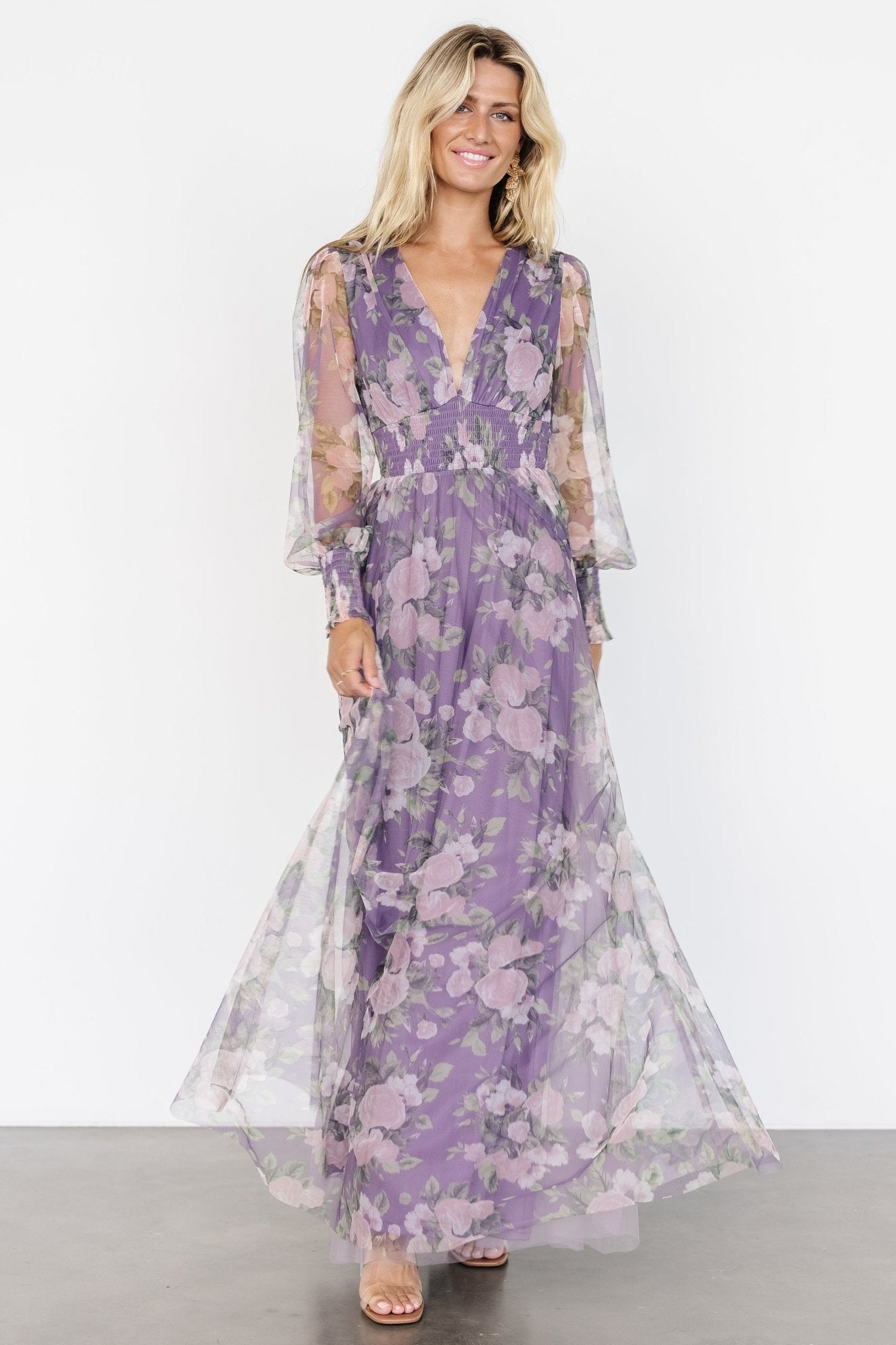 Layla Tulle Maxi Dress | Lavender + Blush Floral - Baltic Born