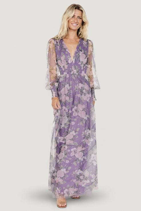 Layla Tulle Maxi Dress — Lavender Floral | Baltic Born