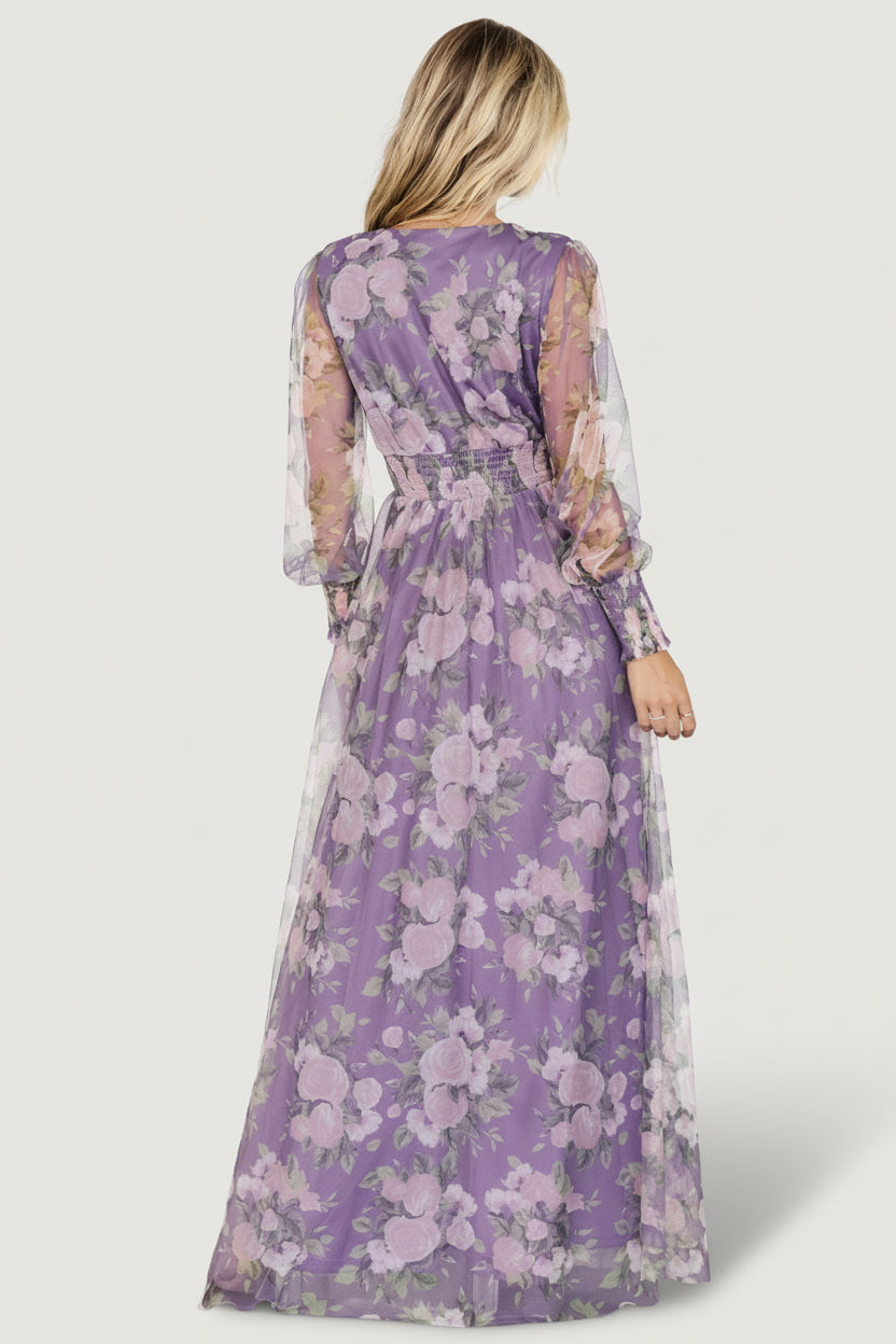 Layla Tulle Maxi Dress — Lavender Floral