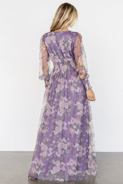 Layla Tulle Maxi Dress | Lavender + Blush Floral - Baltic Born