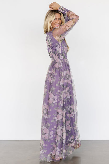 Layla Tulle Maxi Dress | Lavender + Blush Floral - Baltic Born