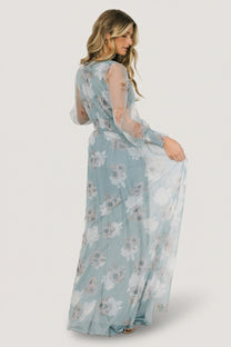 Layla Tulle Maxi Dress | Light Blue Floral – Baltic Born