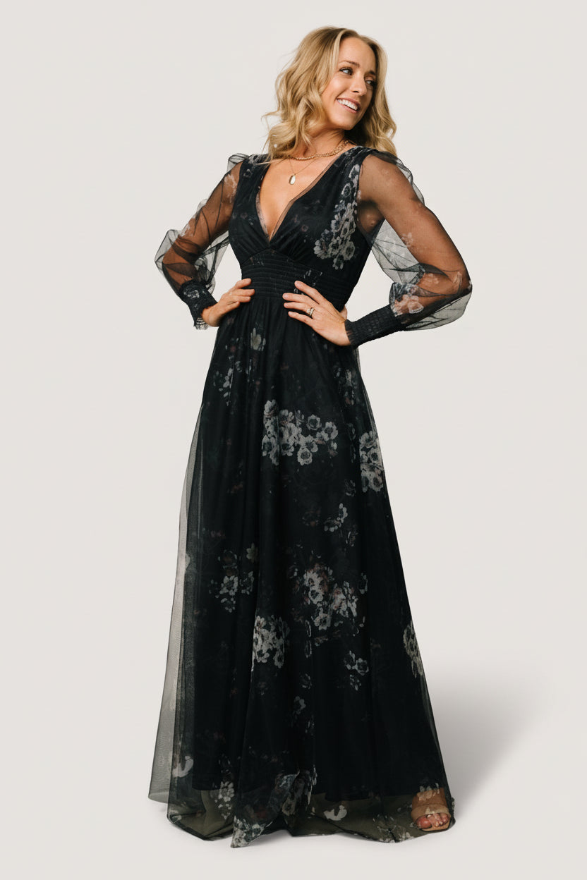 Layla Tulle Maxi Dress | Navy Multi