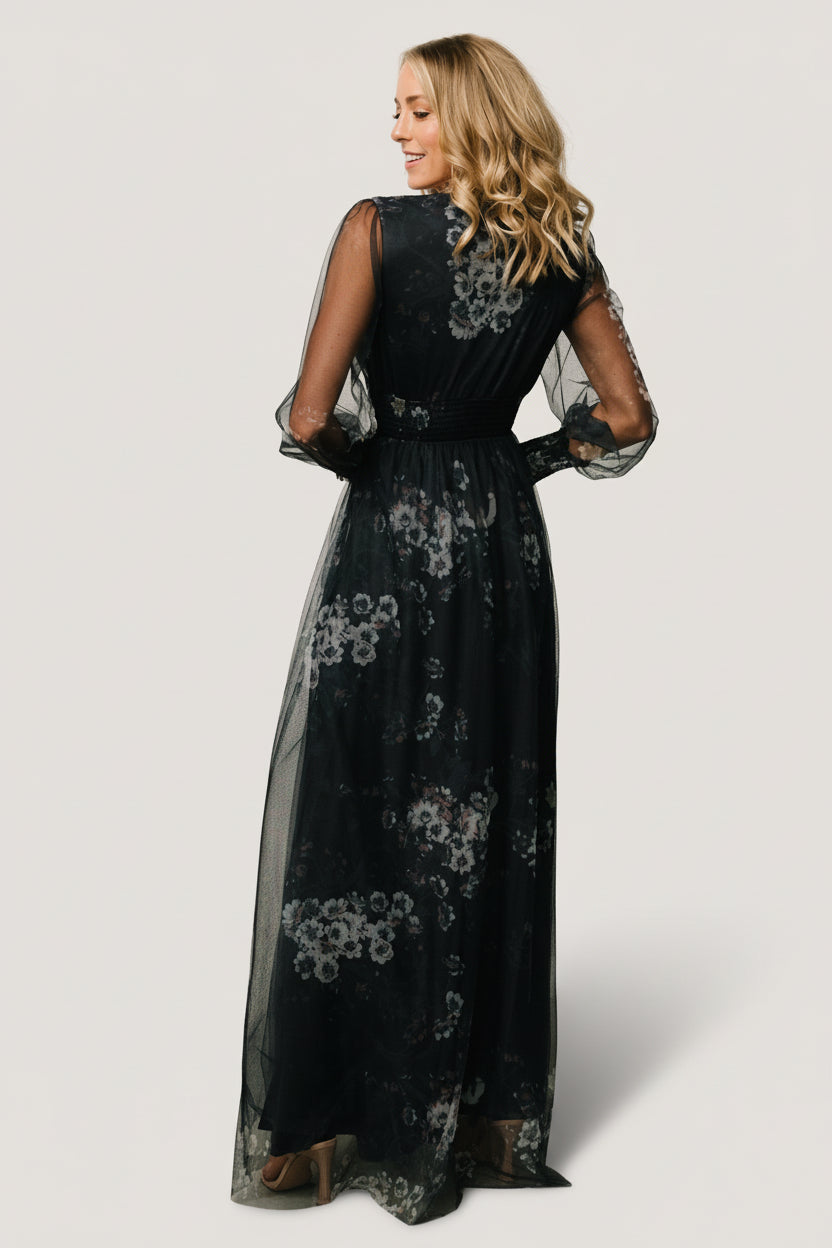 Layla Tulle Maxi Dress | Navy Multi
