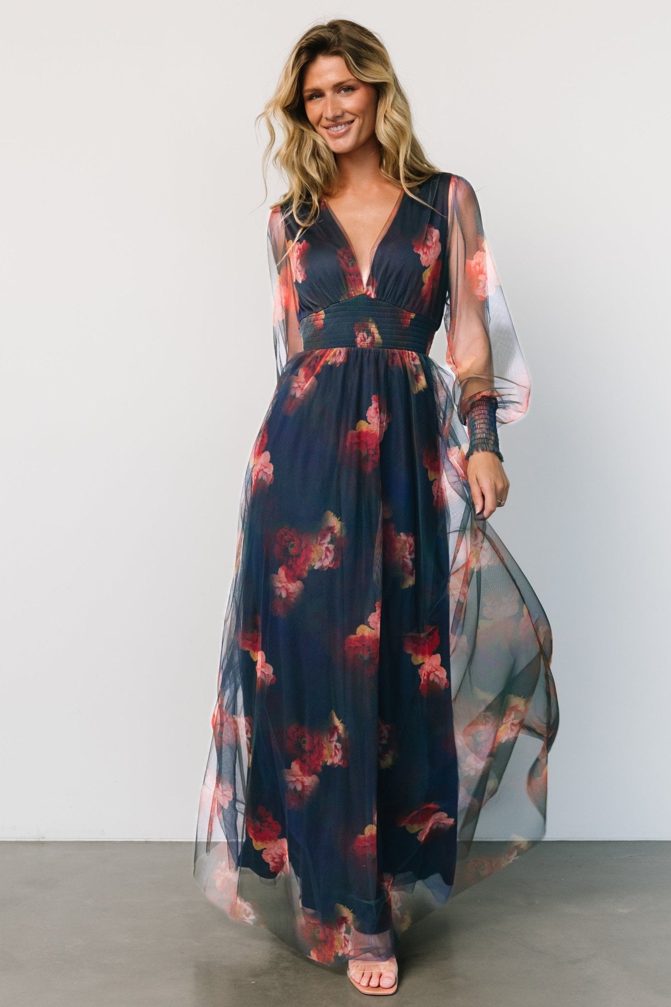 Layla Tulle Maxi Dress | Topaz Ombre Floral - Baltic Born