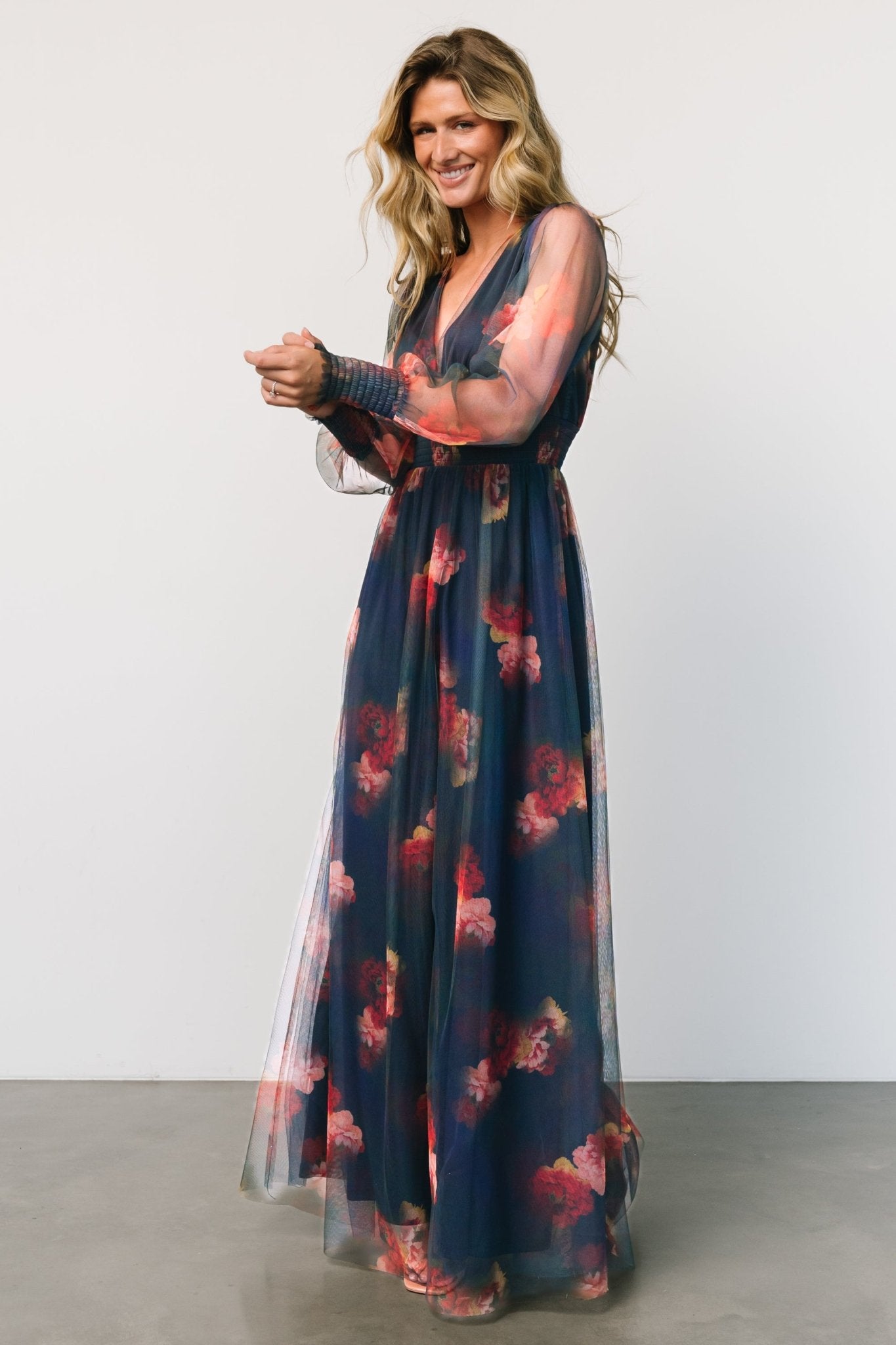 Layla Tulle Maxi Dress | Topaz Ombre Floral - Baltic Born