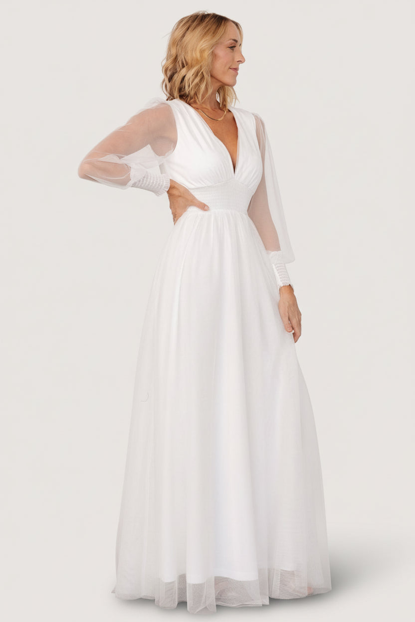 Baltic Born Womens Layla Tulle Maxi Dress | White | Size: XS Baltic Born Womens Layla Tulle Maxi Dress | White | Size: XS