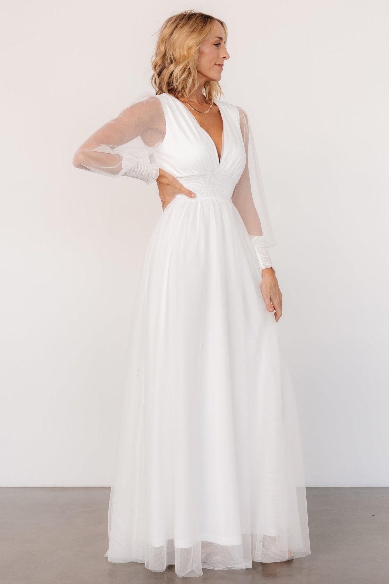 Layla Tulle Maxi Dress | White - Baltic Born