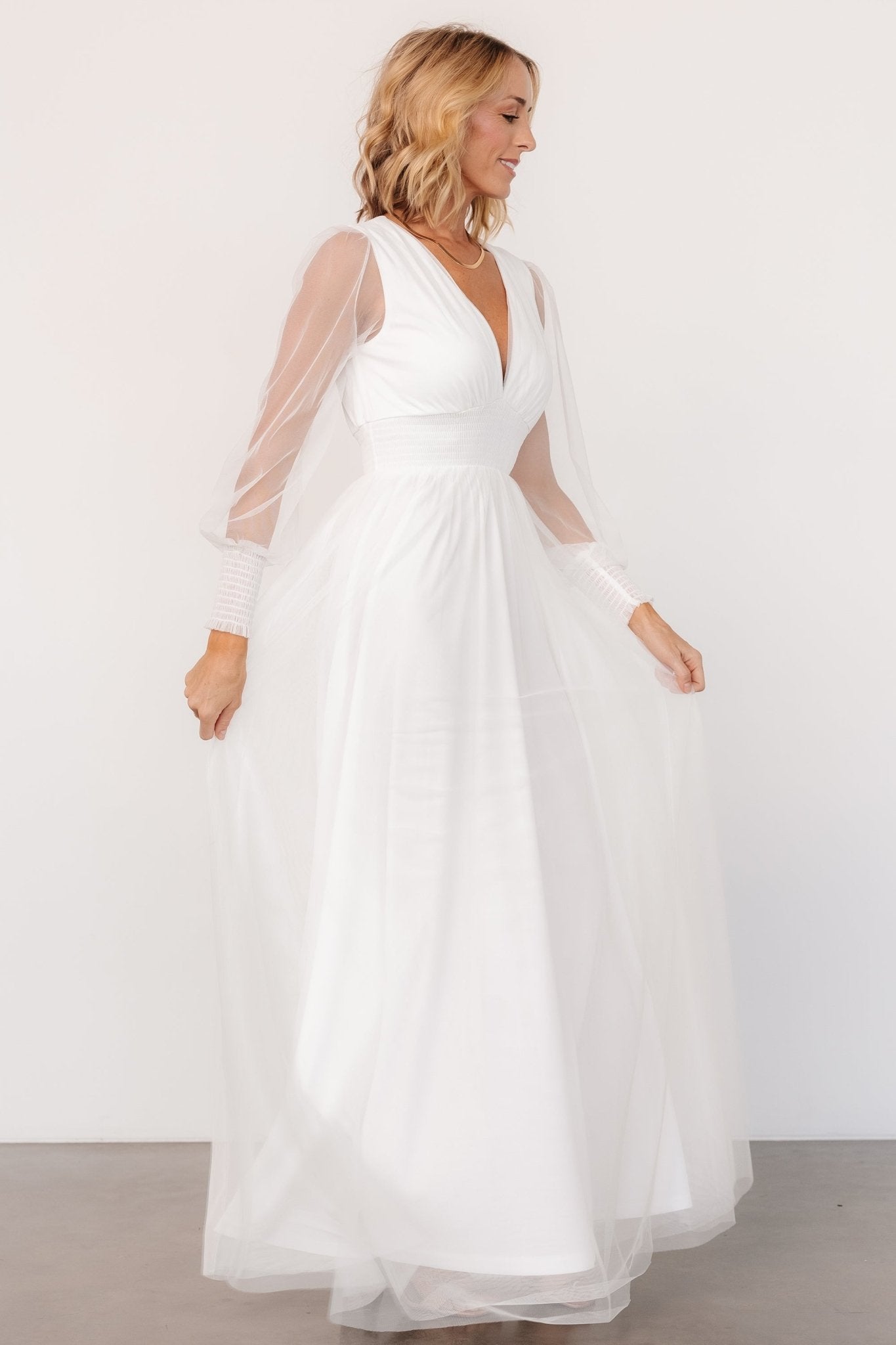 Layla Tulle Maxi Dress | White - Baltic Born