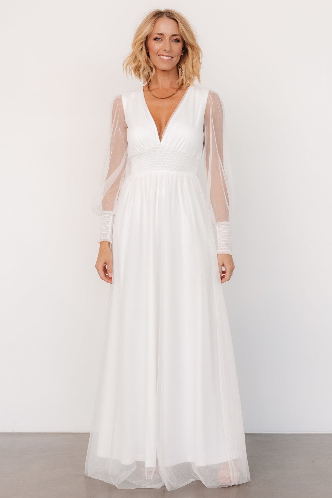 Layla Tulle Maxi Dress | White - Baltic Born